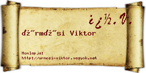 Ürmösi Viktor névjegykártya